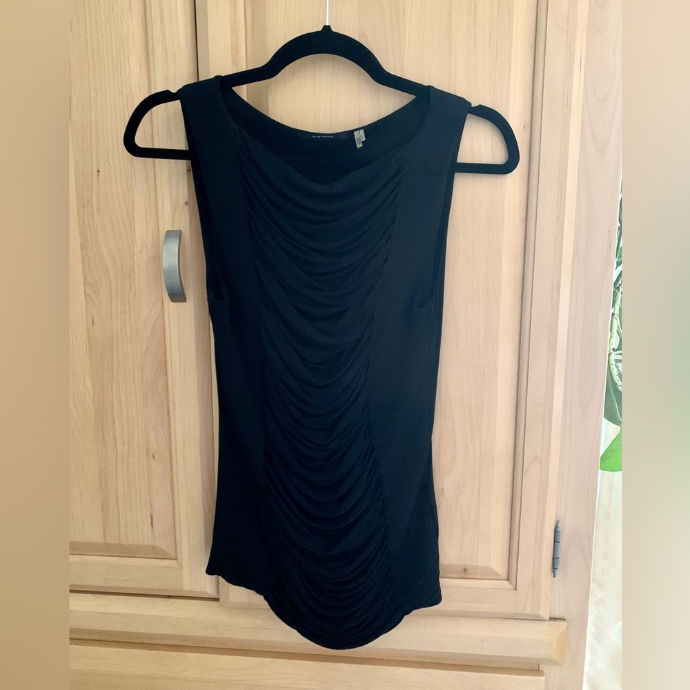 Elie Tahari Black Ruched Dressy Tank SzSX
